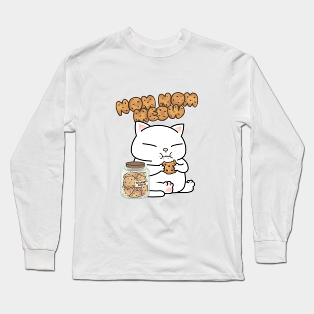 Chubby Cat Grandma Cookie Long Sleeve T-Shirt by Takeda_Art